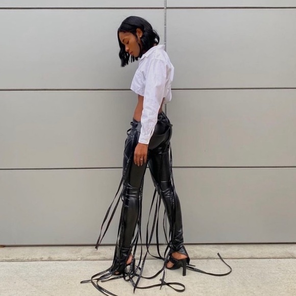 TLZ L’FEMME BLACK VEGAN LEATHER STRAP TROUSER - Picture 4 of 4